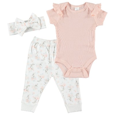 Kyle Deena Baby Girl Clothes Layette Set Footless Sleep And Play 3 Pack Bunnie Rabbit Patch 0 3m Target