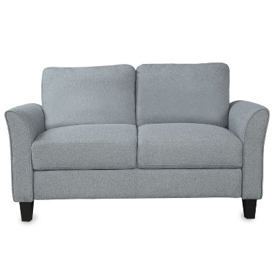 NicBex Loveseat Sofa with Soft Cushion and 2 Pillows Modern Upholstered 2 Seater Loveseat Couch with Wood Legs for Bedroom,Living Room,Gray