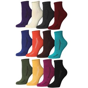 Tipi Toe Women's 12-Pairs Running & Athletic Sports Performance Kaleidoscope Canvas Singular Side Accent Patterned Quarter Socks - 1 of 4