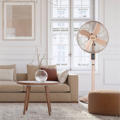 Holmes 16" Copper Metal Oscillating Pedestal Fan with Remote Control