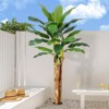 Artificial Banana Tree, 5/6/7FT Faux Banana Tree with Grey Planter, Artificial Plants with 11/21/24 Faux Banana Leaves Plant for Home Office Decor - 4 of 4