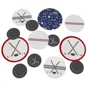 Big Dot of Happiness Shoots and Scores - Hockey - Baby Shower or Birthday Party Giant Circle Confetti - Party Decorations - Large Confetti 27 Count - 1 of 4