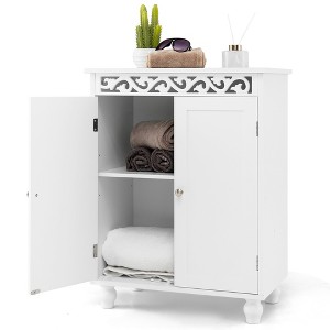 Tangkula Bathroom Cabinet Floor Storage Organizer w/ Anti-Tipping Kits Adjustable Shelf - 1 of 4