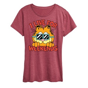 Women's - Garfield - I Live For Weekends Short Sleeve Graphic T-Shirt - 1 of 4