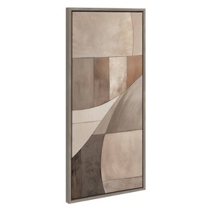 Kate & Laurel All Things Decor 18"x40" Sylvie Curved Grid Abstract on Neutral Linen Framed Canvas by The Creative Bunch Studio Gray - 1 of 4