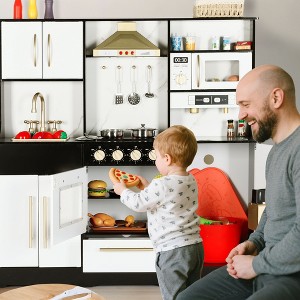 Kinder King Wooden Kids Play Kitchen, Toy Kitchen Playset for Toddler, Realistic Kitchen Sets w/Lights & Sounds, Gift for Boys Girls Age 3+ - 1 of 4