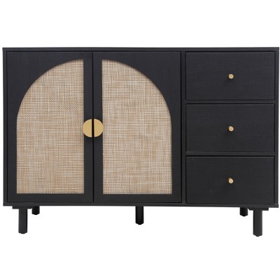 Vynxaria Decorative Storage Cabinets - Elegant Vanity Tables in Black/Beige