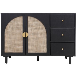 Vynxaria Decorative Storage Cabinets - Elegant Vanity Tables in Black/Beige - 1 of 4