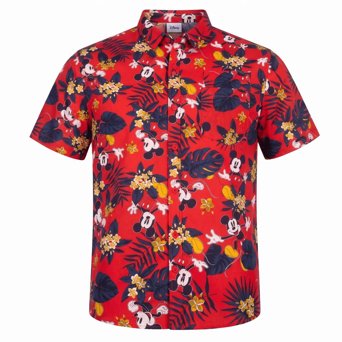 Mickey Mouse Floral Adult Casual Button Up Shirt