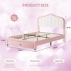 Upholstered Full Bed Frame with Lights - Velvet Storage Bed with Headboard & Noise-Free Slats for Kids/Teens (No Box Spring Needed),Pink+White - 2 of 4