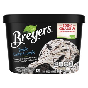 Breyers Double Cookie Crumble Frozen Dairy Dessert With Chocolate Cookie Swirl - 48oz - 1 of 4