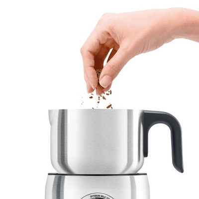 Brushed Stainless Steel Electric Milk Frother with Variable Temperature Settings