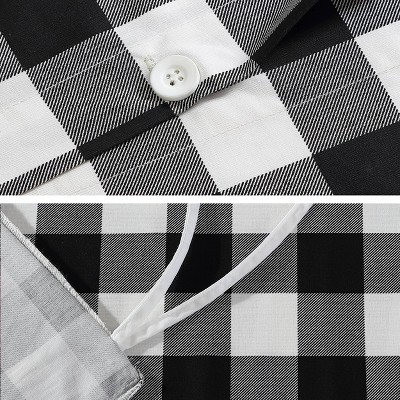 Twin Black and White Cotton Plaid Duvet Cover Set
