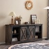 AMERLIFE 66" Farmhouse TV Stand for 75 Inches TVs, Entertainment Center with Sliding Barn Door, Dark Rustic Oak - 2 of 2