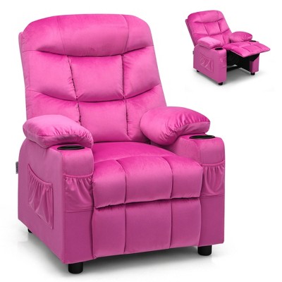 Tangkula Pu Leather Gaming Recliner Chair Single Massage Lounge Sofa With  Lumbar Cushion Pink : Target