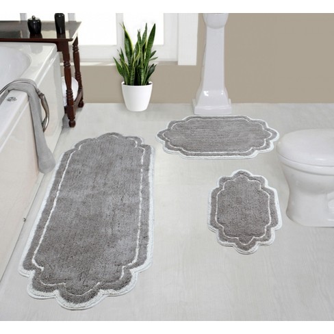 Home Weavers Allure Bathroom Rugs 3 Piece Set - Gray