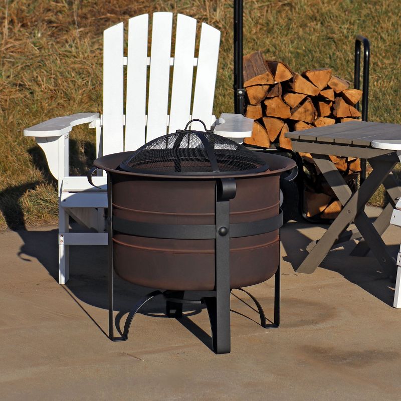 Sunnydaze Steel Cauldron-Style Wood-Burning Smokeless Fire Pit with Spark Screen - 23", 5 of 14