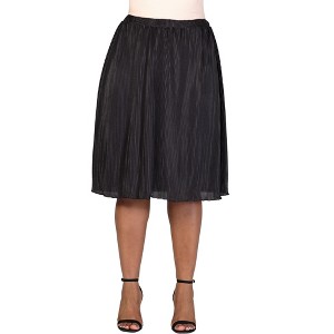 24seven Comfort Apparel Plus Size Elegant Accordion Pleated Elastic Waistband Party Midi Skirt - 1 of 4