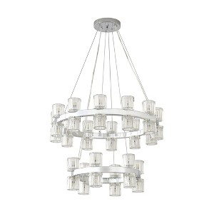 PAKOKULA Modern 36-Light Chrome Finish 2-Tier Wagon Wheel Chandelier with Clear Cystal Shades with bulbs included - 1 of 4