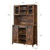 WhizMax Coffee Bar Wine Cabinet with Sliding Barn Doors, 70" Tall Farmhouse Kitchen Hutch with Wine & Glasses Rack, for Kitchen, Dining Room - 2 of 4