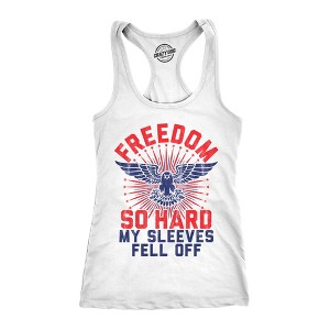 Womens Tank Freedom So Hard My Sleeves Fell Off Tanktop Funny USA 4th of July Shirt - Crazy Dog Women's Tank Top - 1 of 4