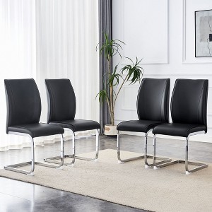 NicBex PU Leather Dining Chairs Set of 4,Upholstered Armless Kitchen Chair with High Back and Arched Metal Legs for Dining Room,Kitchen - 1 of 4