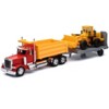 Peterbilt 379 Dump Truck Red and Wheel Loader Yellow w/Flatbed Trailer "Long Haul Truckers" Series 1/32 Diecast Model by New Ray - 2 of 3