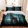 Boersma Moon Wolf Bedding Green Watercolor Forest Wolf Landscape Duvet Cover Sets 3 Pieces Wild Animal Bedding Set (Twin) - 2 of 4