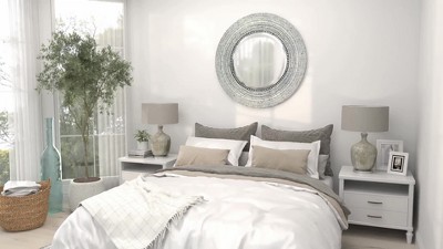 Coastal Charm Full-Length Oval Wood & Shell Wall Mirror