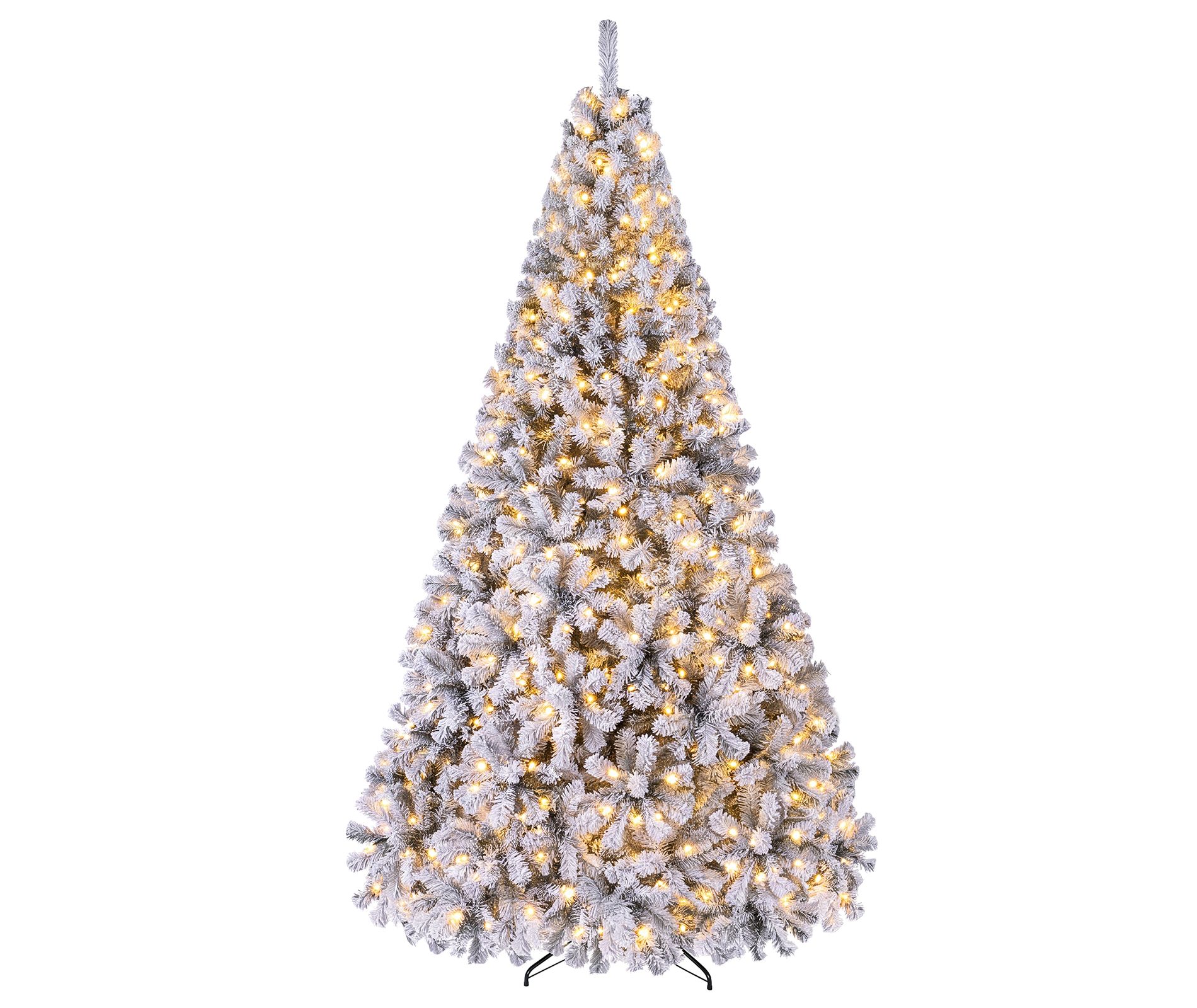 Costway 9 FT Pre-Lit Flocked Cedar Christmas Tree Hinged White