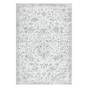Vintage Washable Floral Print Living Room Rugs, Low Pile Non Slip Floor Carpet for Bedroom Dining Room - 1 of 4