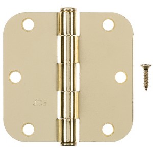 Hampton 3-1/2 in. L Bright Brass Residential Round Corner Door Hinge 12 pk - 1 of 1