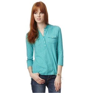 Aeropostale Womens Solid Popover Henley Shirt - 1 of 3