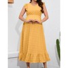 Womens Maternity Dress Cap Sleeve V Neck Ruffle Summer Casual Baby Shower Maxi Dresses - 4 of 4