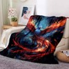 1pc Blue Fire Phoenix Blanket Lightweight Flannel Blanket Throw Blanket For Bed, Livingroom, Office, Couch, Christmas Gift. - 2 of 4