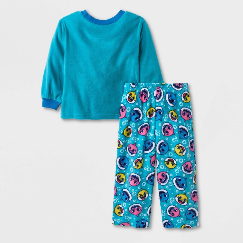 Toddler Boys&#39; 2pc Baby Shark Fleece Pajama Set - Green 12M, 2 of 4