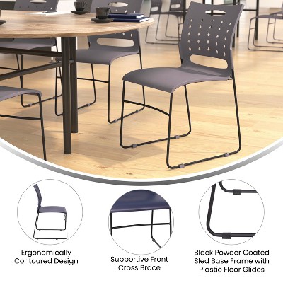 AeroFlow Gray Sled Base Stackable Chairs, Set of 5