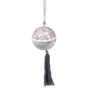 Allstate Floral Crochet Glittered Christmas Ball Ornament - 4" - Gray - 1 of 4