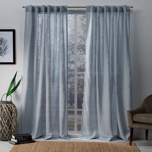 Set Of 2 Bella Sheer Hidden Tab Top Curtain Panels - Exclusive Home - 1 of 4