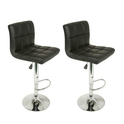 Legacy Decor Set of 2 Barstools Adjustable Swivel Faux Leather Square Stitch Design