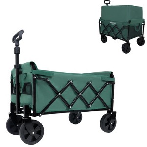 Expandable Dual-Layer Utility Wagon with 100% Extra Space - Grocery CartSupports 225lbs, Green - 1 of 4