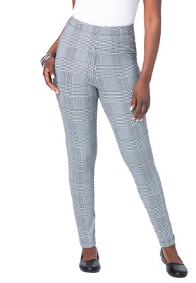 Agnes Orinda Women's Plus Size Check Leggings Stretch Festive Glen