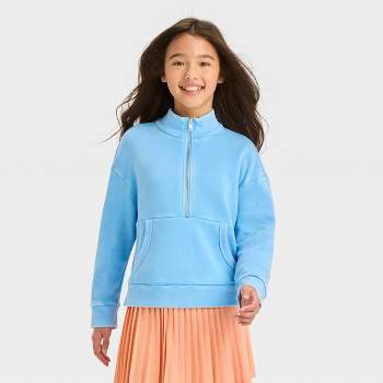 Girls' Washed Fleece Quarter Zip Pullover Sweatshirt - art class™