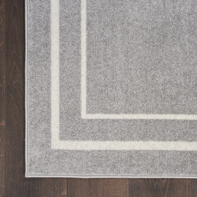 Essentials Grey/Ivory Double Bordered Indoor/Outdoor Rug