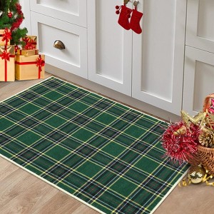 Christmas Rug Washable Non Slip Soft Plaid Carpet, Easy Clean Winter Door Mat for Entryway, Kitchen, Bedroom, Living Room - 1 of 4