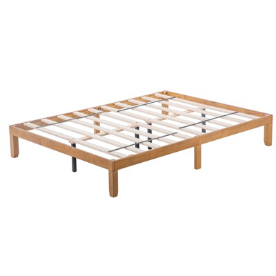 Wood Platform Bed Frame Queen Size, Solid Wood Slat Support, No Box Spring Needed, 12 Inch Hight Rubberwood Bed Frame, Easy Assembly