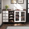 COZONY 55" Farmhouse Buffet Cabinet Sideboard with Storage, Wood Kitchen Cabinet with Glass Doors & Adjustable Shelves, Large Coffee Bar Station - 3 of 4