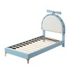 NicBex Twin Size Upholstered Platform Bed Frame with Alarm Clock Shaped Headboard for Kids,Wood Slats Support,No Box Spring Needed,Easy Assembly,Blue - 4 of 4