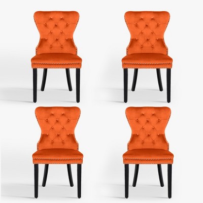 WestinTrends  Velvet Upholstered Tufted Dining Chairs (Set of 4)