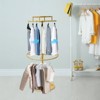 YIYIBYUS Rotatable Round Clothes Rack, 2-tier Floor-Standing Circular Clothing Rack Stand - 3 of 4